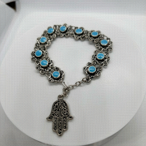 Bracelet, silver, and turquoise.